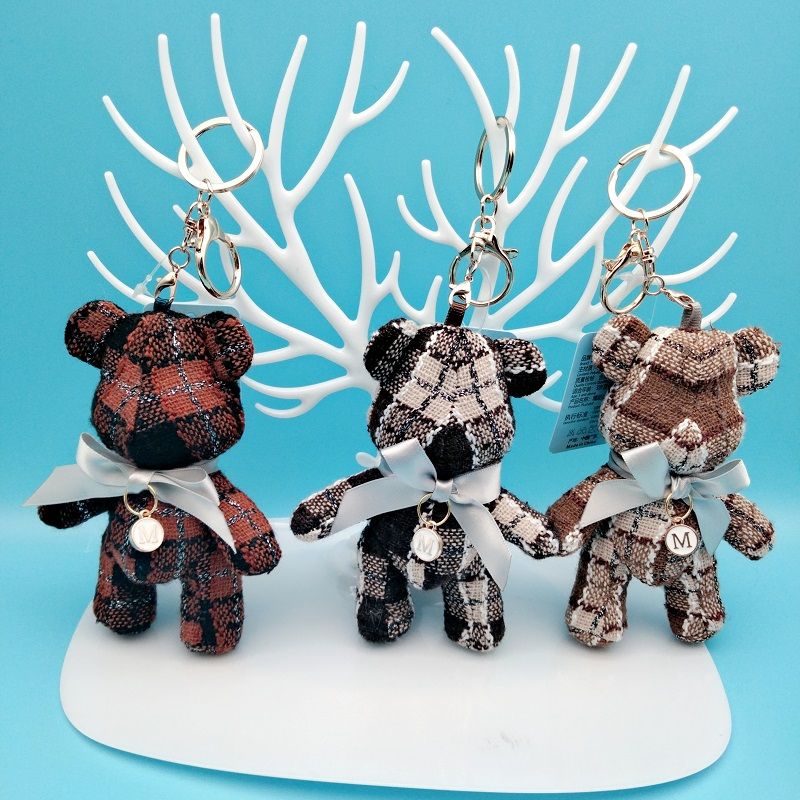 2021 new space bear doll fabric doll key chain pendant trend plain color doll plush small doll