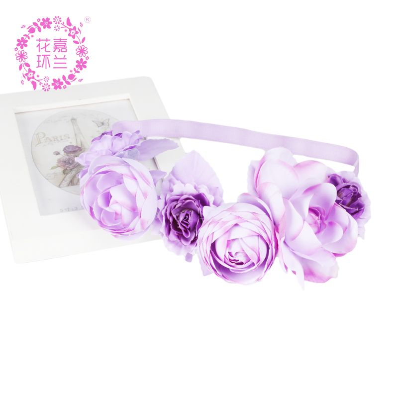 Jialan Foreign Trade supplies European and American children's hair accessories and headwear, simulated flower exercises, baby hair bands, forest girl style headwear, fresh and rural style