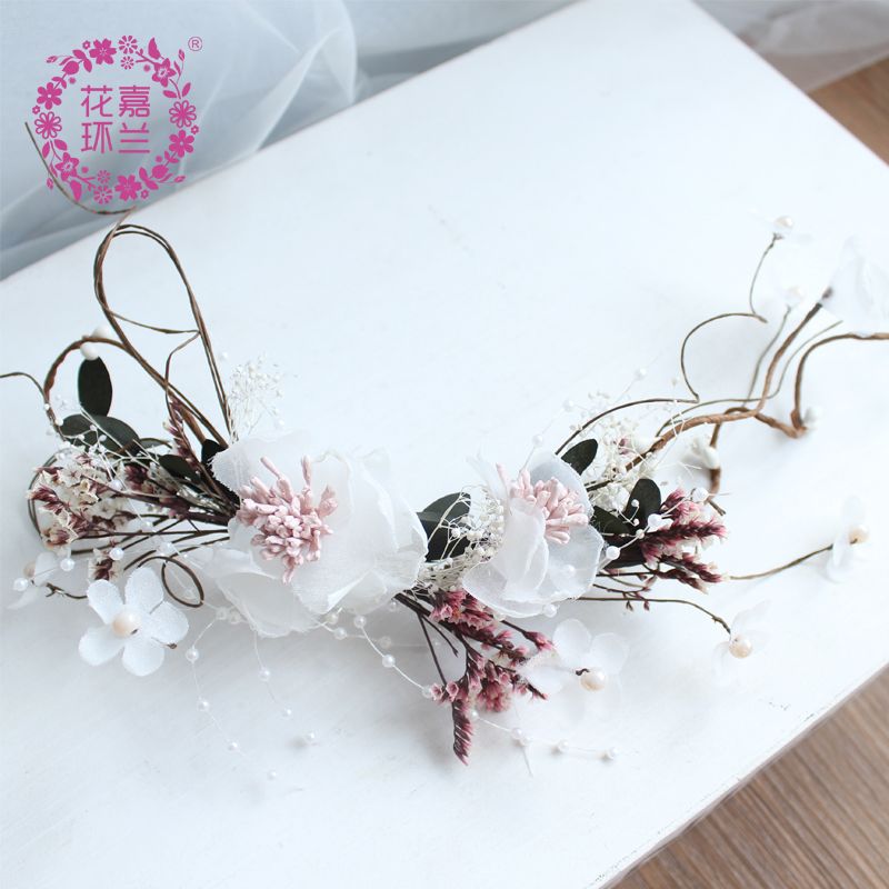 Jialan Factory's new bride pearl crown hairband earring set, multi-layer hairband, super fairy headwear earrings, wedding dress accessories Specification image