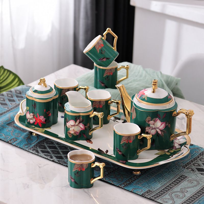 Ceramic water sets, bone China tea sets, high-end coffee sets, flower tea sets, water set sets, European-style coffee sets, afternoon tea, black tea, gold-wrapped luxury gifts