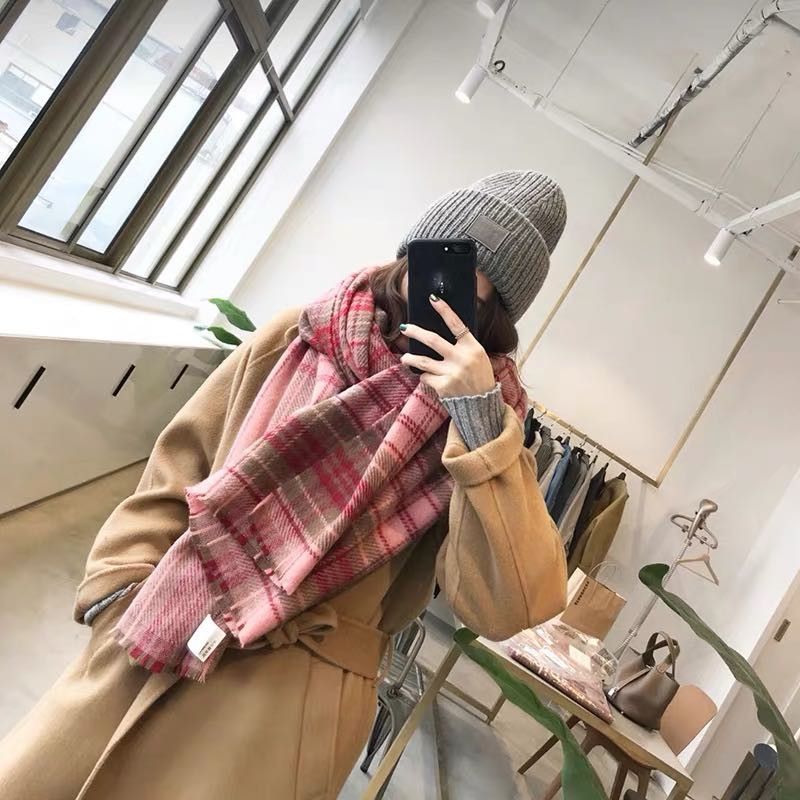 Ladies Fall Winter Preppy Coat Hundred Ladies Retro Trendy Casual Explosive Scarf 33526