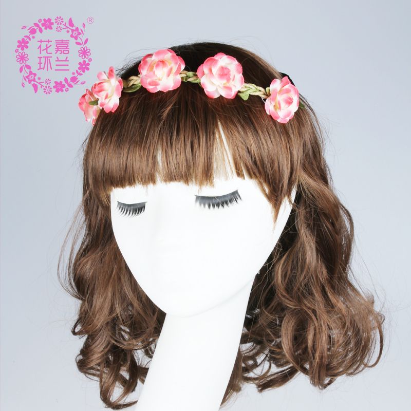 European and American children's headbands, little girl rose flower color simulation rose headbands, bride headwear, blue jewelry