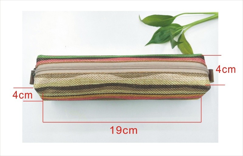 布禾初  条纹麻布方形布艺笔袋 办公学习用品收纳包 厂直销可定制详情7