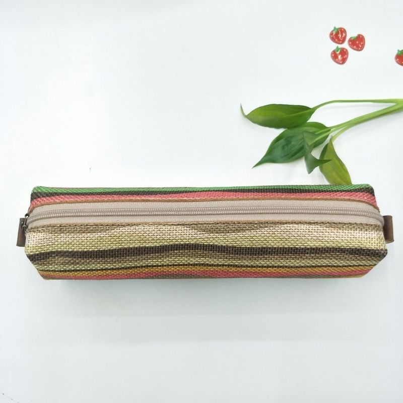 布禾初  条纹麻布方形布艺笔袋 办公学习用品收纳包 厂直销可定制详情3