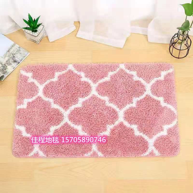 New TPR bottom flocking floor mat, carpet grid floor mat, ultra-fine door mat, Moroccan carpet anti-slip mat, home mat, standard 5 colors, size 40*60cm Specification drawing