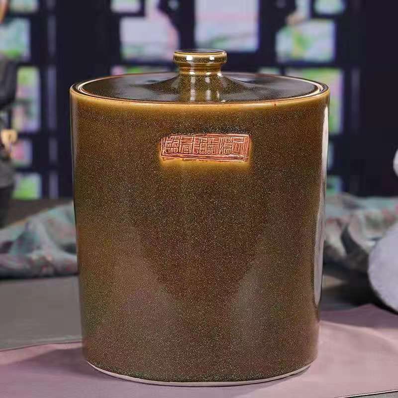宜兴大号紫砂茶叶罐普洱密封复古茶缸存储陶瓷罐家用醒茶散茶饼罐8