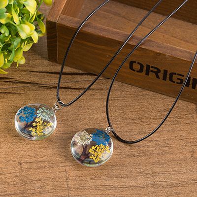 Round Dried Flower Life Tree Necklace 25 Network Red Explosive Diy Factory Direct Sales Invincible Charming details Picture