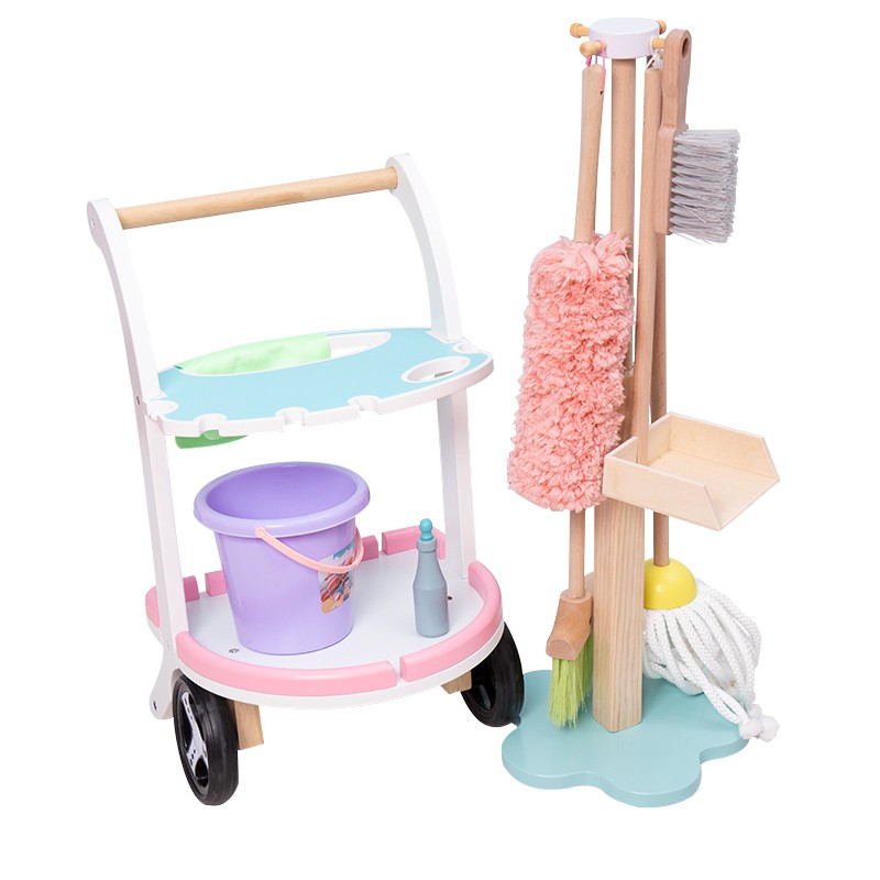 The wooden toy simulation house cleaning set car is highly entertaining, which can exercise the baby's hand-eye coordination and visual ability, cultivate logical thinking ability, and exercise parent-child games detail image 12