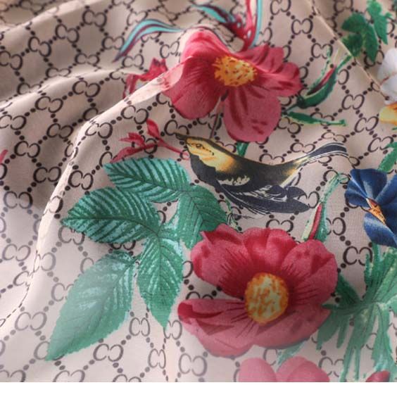Ladies Spring Fashion 2021 New Embroidered Silk Square Scarf 24