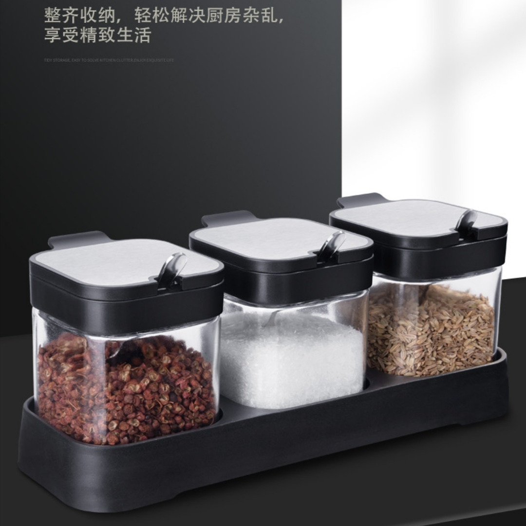 方立调味罐3件套