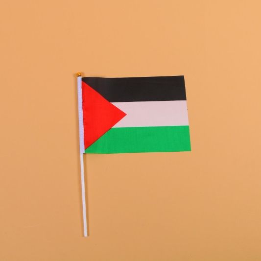 14*21巴勒斯坦8号手摇旗带杆子外国世界旗图