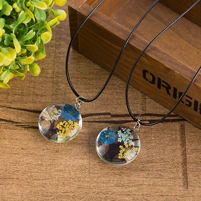 Round Dried Flower Life Tree Necklace 25 Network Red Explosive Diy Factory Direct Sales Invincible Charming Item Picture