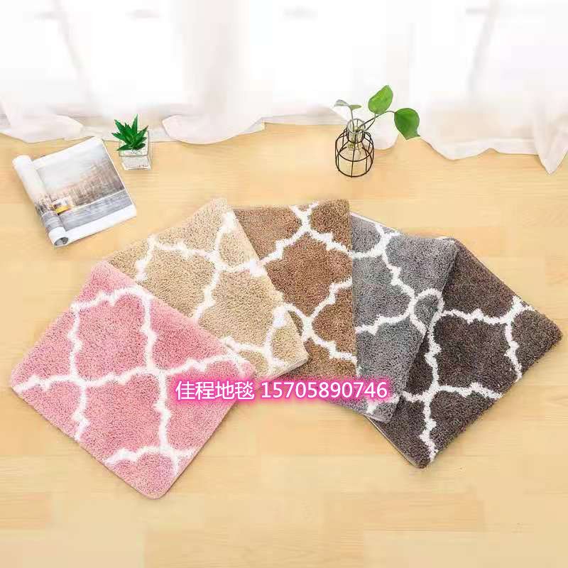 New TPR bottom flocking floor mat, carpet grid floor mat, ultra-fine door mat, Moroccan carpet anti-slip mat, home mat, standard 5 colors, size 40*60cm full figure