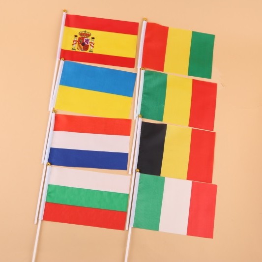 14*21保加利亚8号手摇旗带杆子外国世界旗详情图3