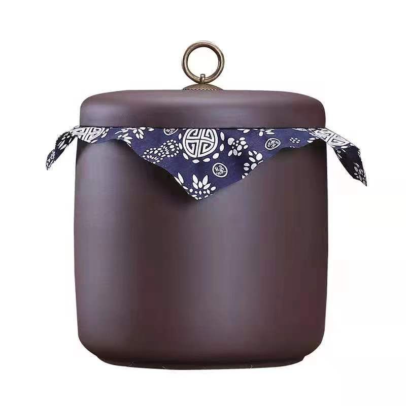 高性价比宜兴紫砂茶叶罐小号家用一斤装普洱醒茶罐密封罐防潮聚香17