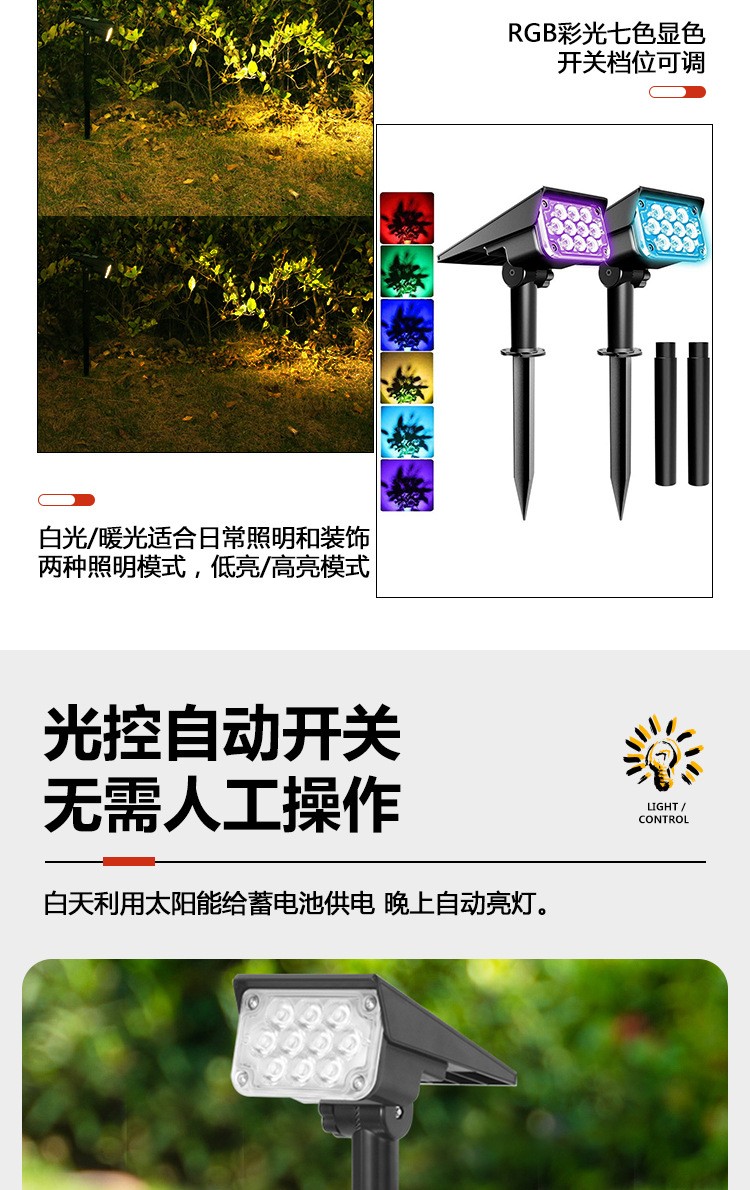 太阳能草坪灯新款LED一体草坪插地灯户外防水花园景观地插庭院灯