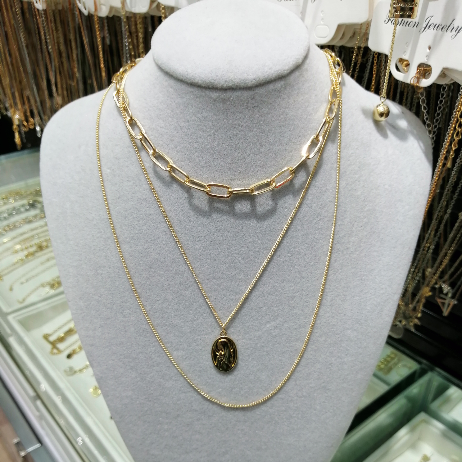 European and American cross-border simple style Necklace Necklace retro alloy butterfly pendant multi-layer necklace 17267