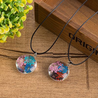 Round Dried Flower Life Tree Necklace 25 Network Red Explosive Diy Factory Direct Sales Invincible Charming Specification drawing