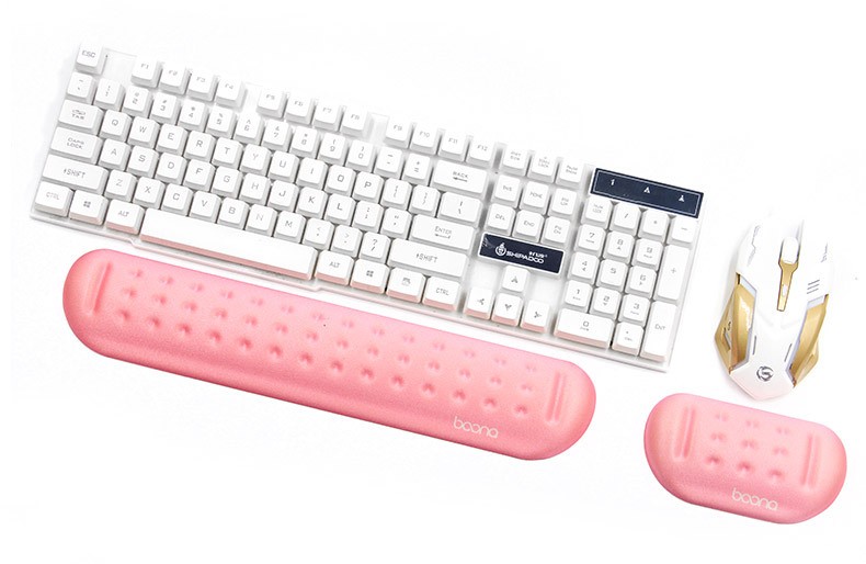 包纳 记忆棉机械键盘鼠标手腕垫按摩孔键盘托鼠标垫硅胶可定制详情图6