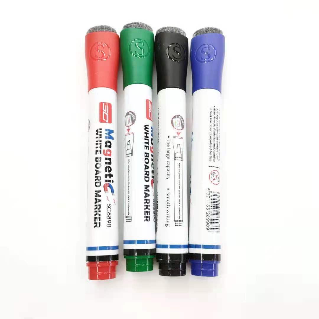 Single-headed 4-color whiteboard pen with magnetic whiteboard pen and erasable felt pen details Picture