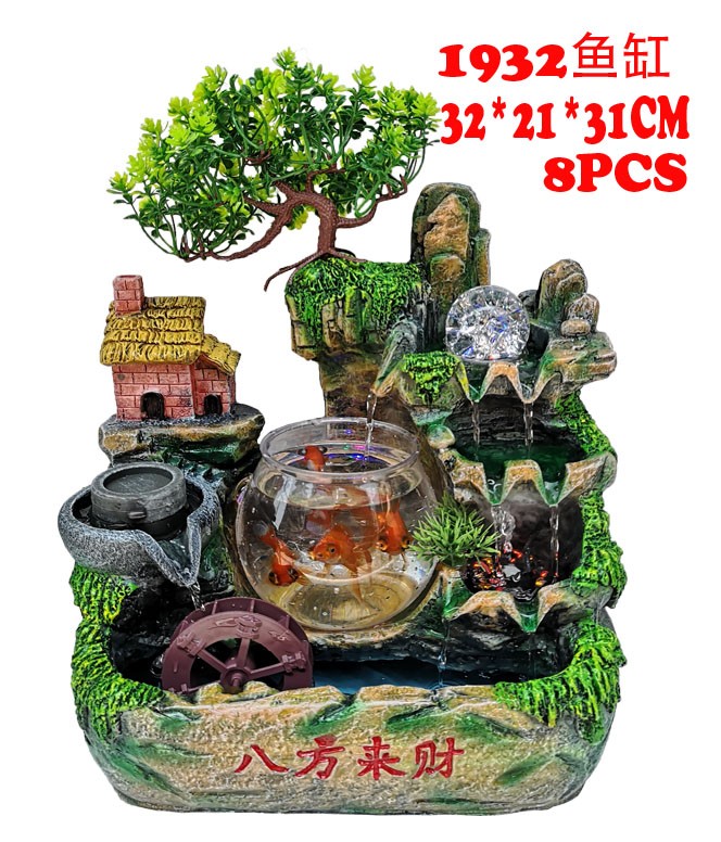 1932厂家直销树脂流水鱼缸仿真松树加温器净化空气送礼佳品详情图3