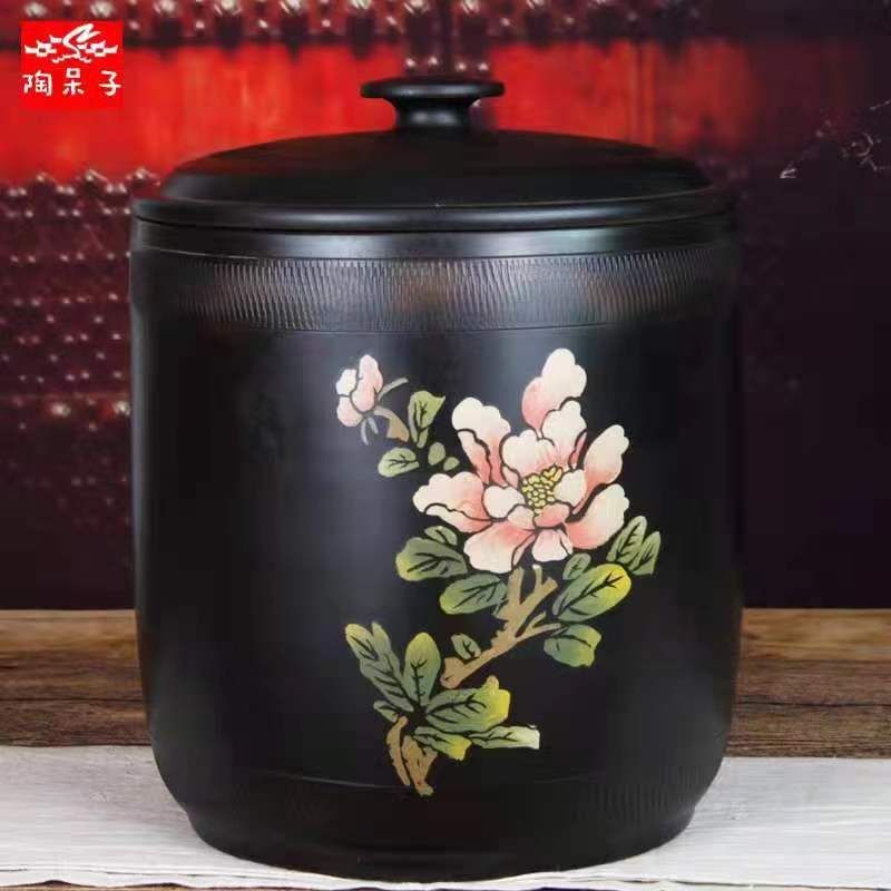 宜兴大号紫砂茶叶罐普洱密封复古茶缸存储陶瓷罐家用醒茶散茶饼罐18