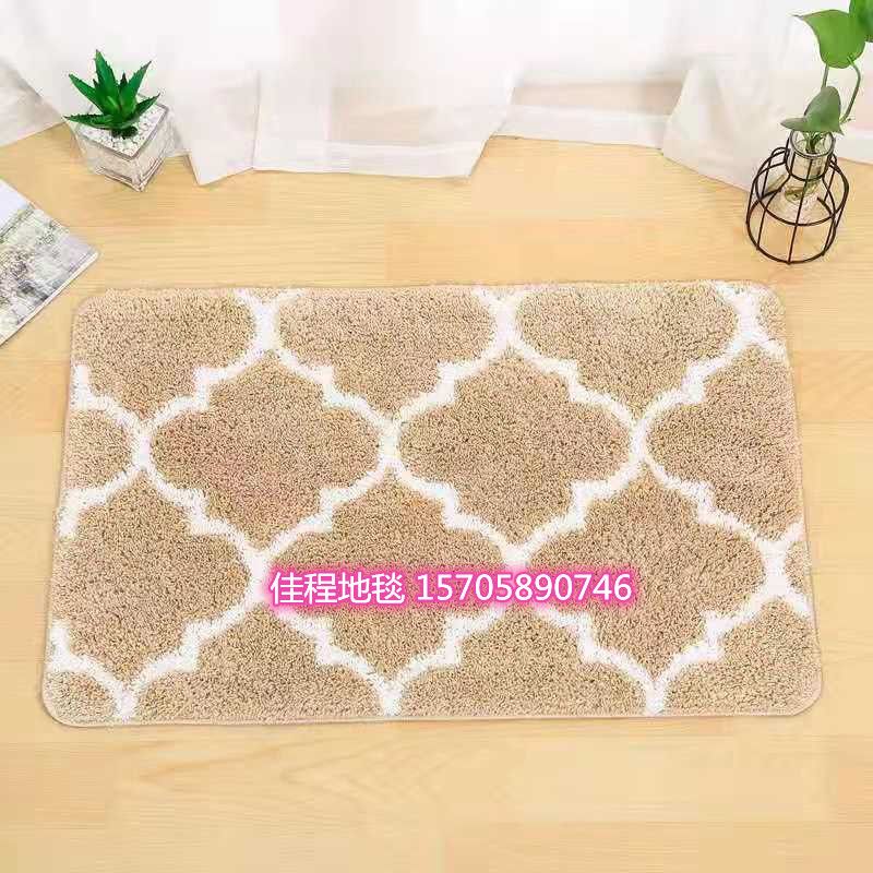 New TPR bottom flocking floor mat, carpet grid floor mat, ultra-fine door mat, Moroccan carpet anti-slip mat, home mat, standard 5 colors, size 40*60cm Application Scenario
