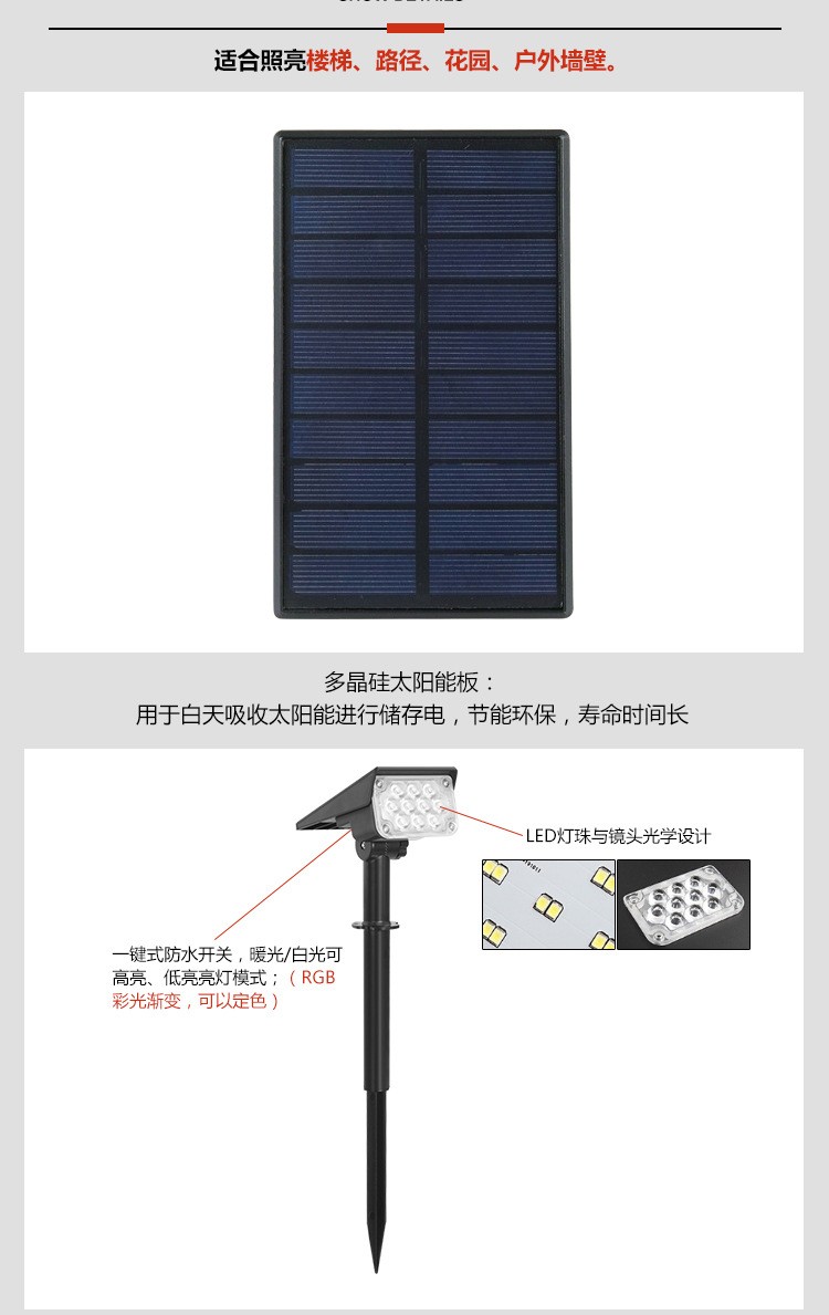 太阳能草坪灯新款LED一体草坪插地灯户外防水花园景观地插庭院灯