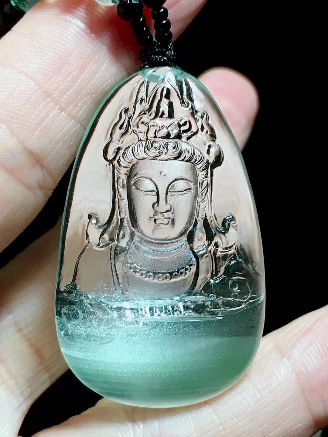 美货 天然千层绿幽灵吊坠 纯白体 晶体通透 造型饱满大气 重23克详情图1