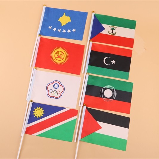 14*21卡塔尔8号手摇旗带杆子外国世界旗详情图3