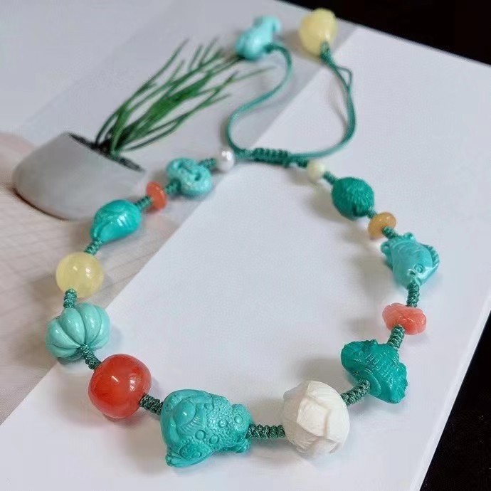 湖北原矿绿松石文玩多宝手串 颗颗精挑细选 全部天然精品 精致美详情图1