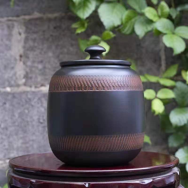 宜兴紫砂茶叶罐 大码号普洱七子饼罐茶缸紫砂茶罐茶盒装存罐茶罐18