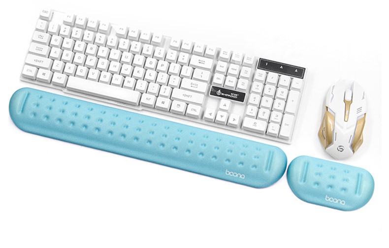 包纳 记忆棉机械键盘鼠标手腕垫按摩孔键盘托鼠标垫硅胶可定制详情图7