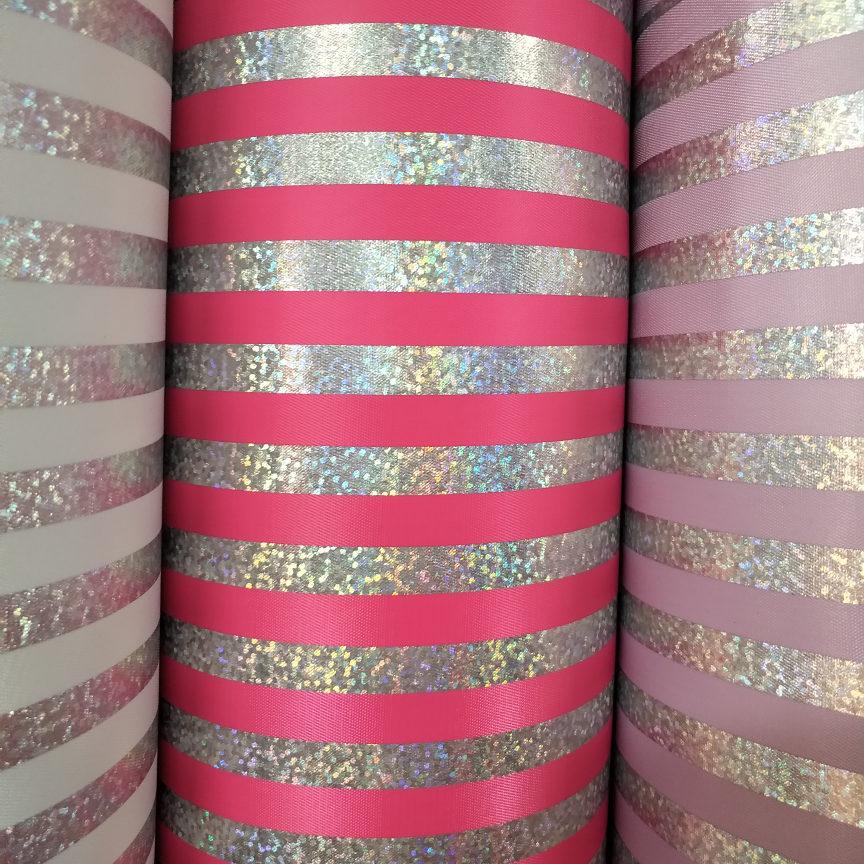 烫金条纹，银梅红，。