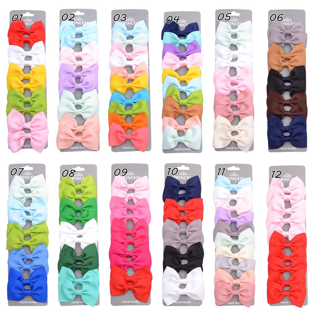 Solid-colored small square knot clips