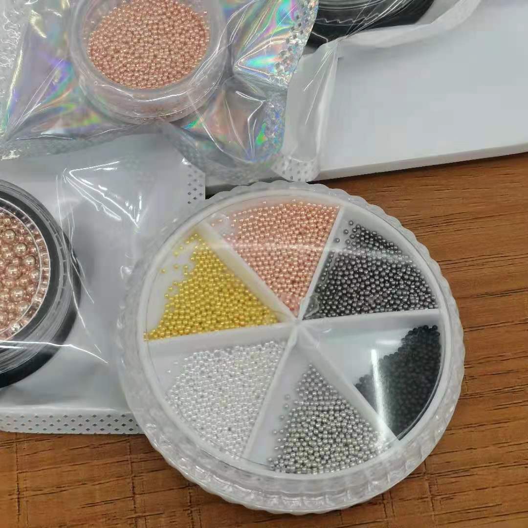 0.8 Japanese style popular nail art accessory steel ball six-color mixed accessory box, non-fading DIY decorative item, rich color nail art accessory details Picture
