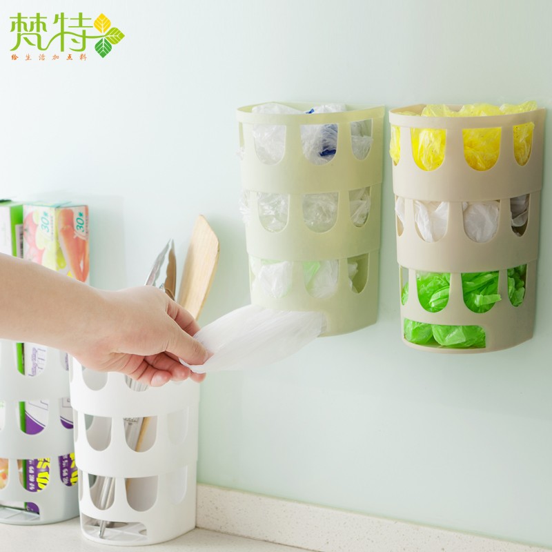 简便壁挂式垃圾袋整理收纳盒 厨房塑料袋杂物储物盒迷你详情图4