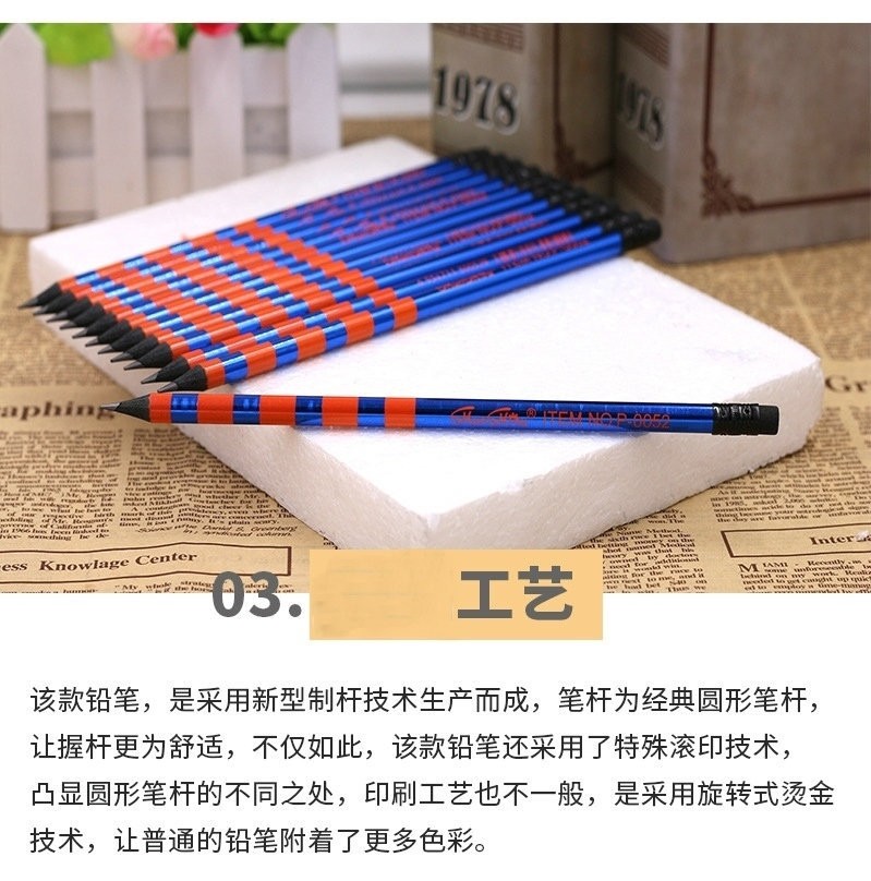 厂家直销HB黑杆批发创意新品3色混装现货带橡皮写字铅笔安全环保详情图4