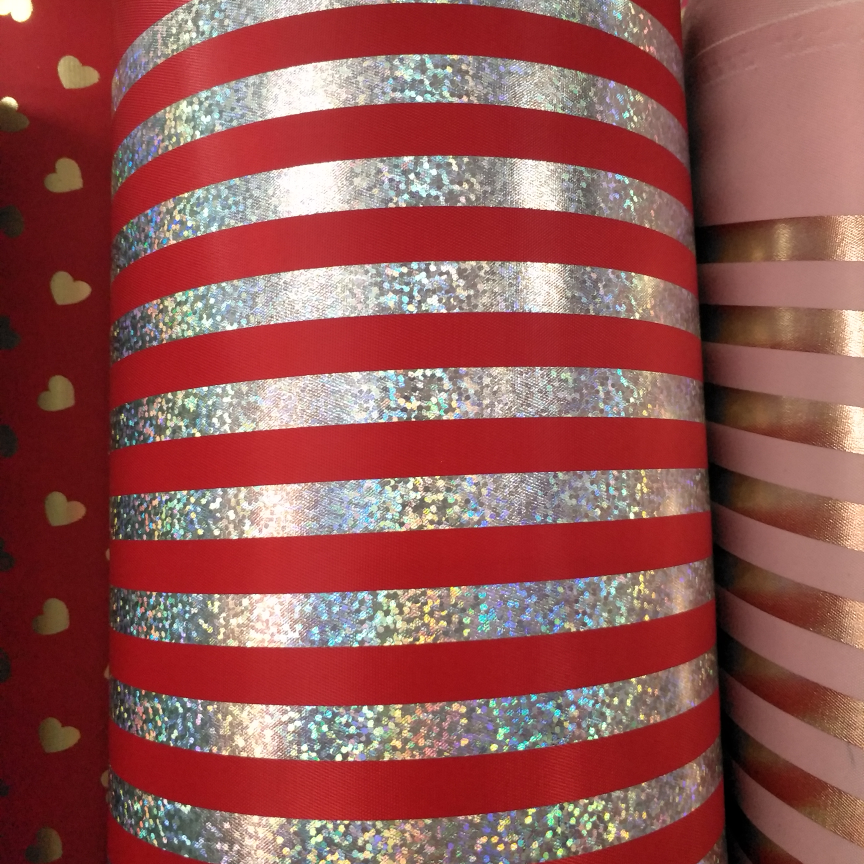 烫金条纹，银大红，。