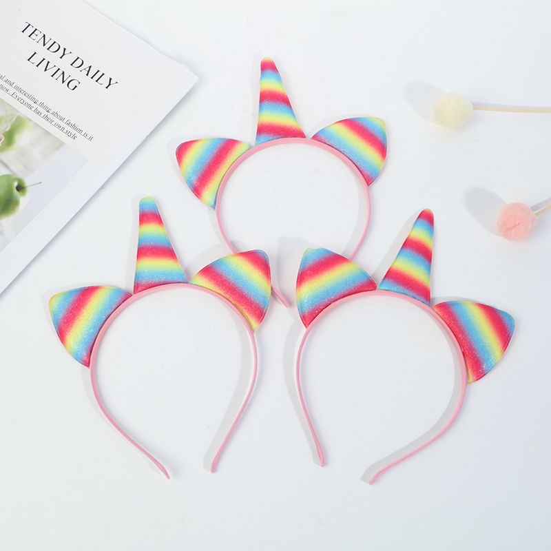 心恬儿童跨境爆头箍定制 翻转鱼鳞亮片猫耳朵饰品发箍