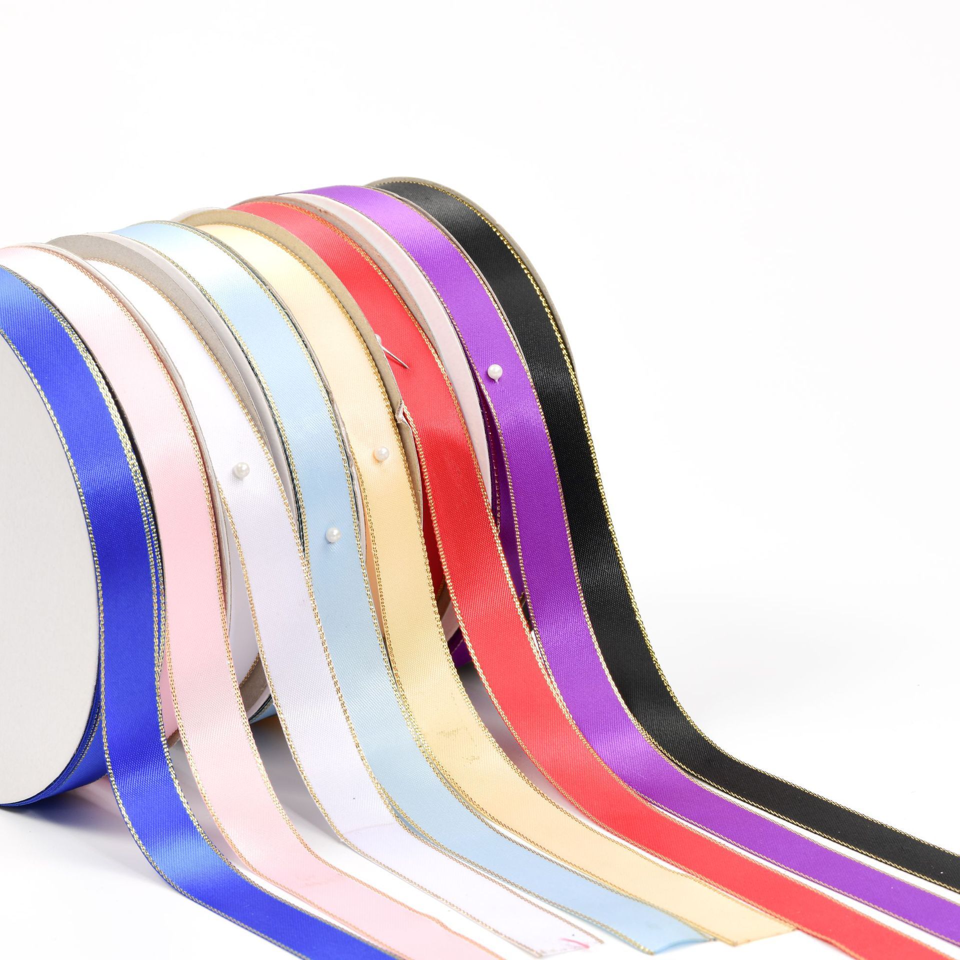 Polyester Ribbon 1.5Cm Gold Polyester Ribbon With Flowers Costume Packaging With Clothing Accessories Custom Manufacturers Direct Supply details Picture
