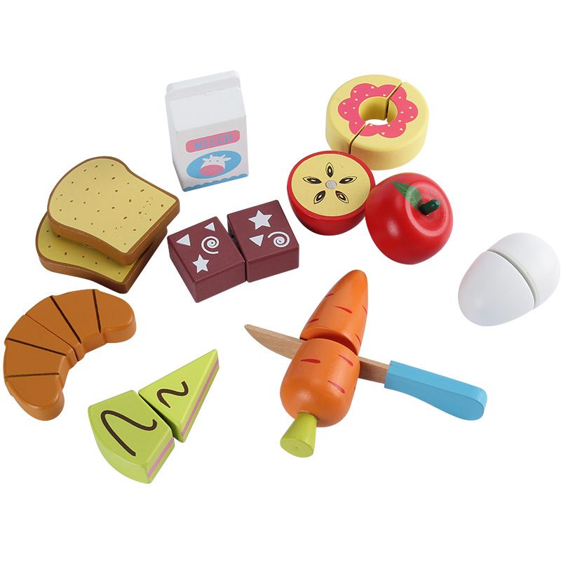 Wooden children's puzzle early teach every family toy simulation fruit cutting see the game vegetable cutting music wholesale full figure