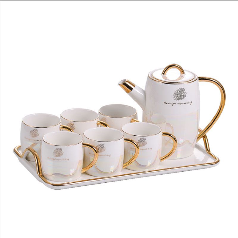 Ceramic water sets, light luxury Nordic-style tea and coffee sets, gift cups, cold water kettles, single cups, home living room tea sets, cups and plates Item Picture