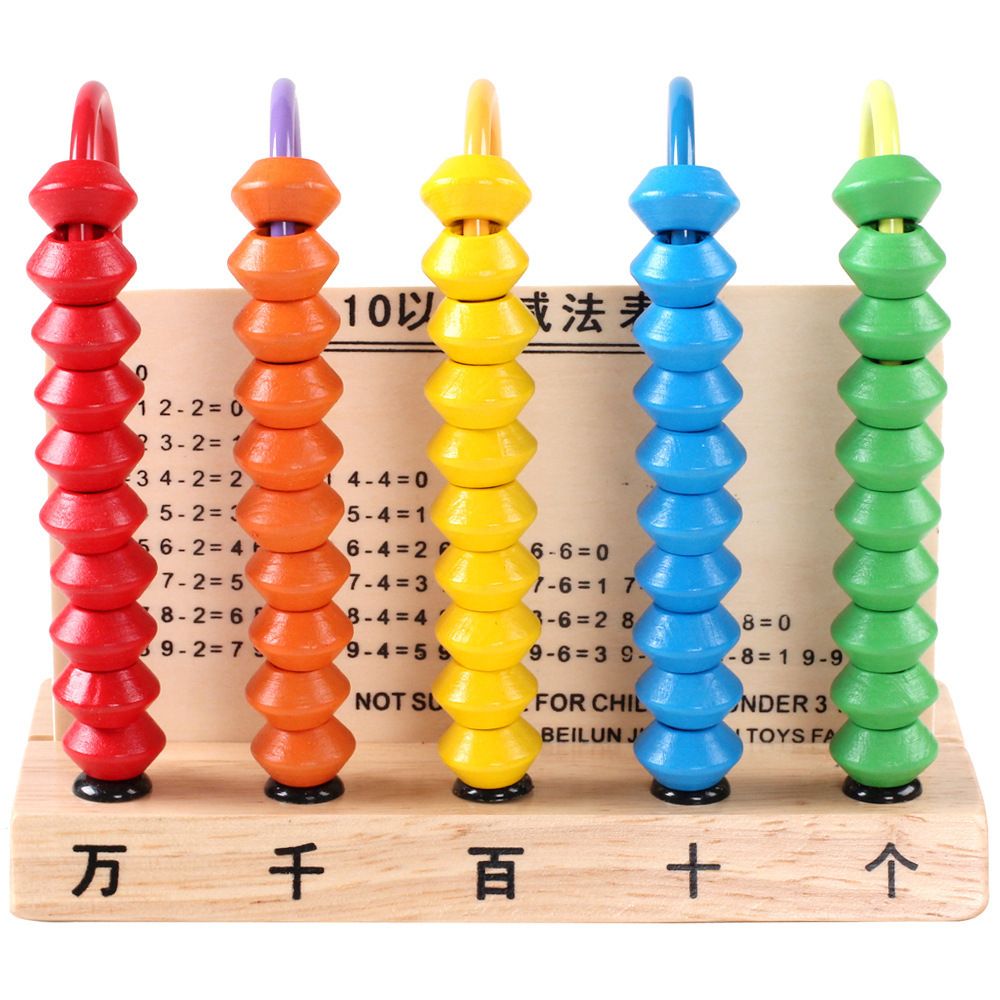 Primary school children wooden computing frame early education math toys five stand counting frame abacus frame educational learning toys