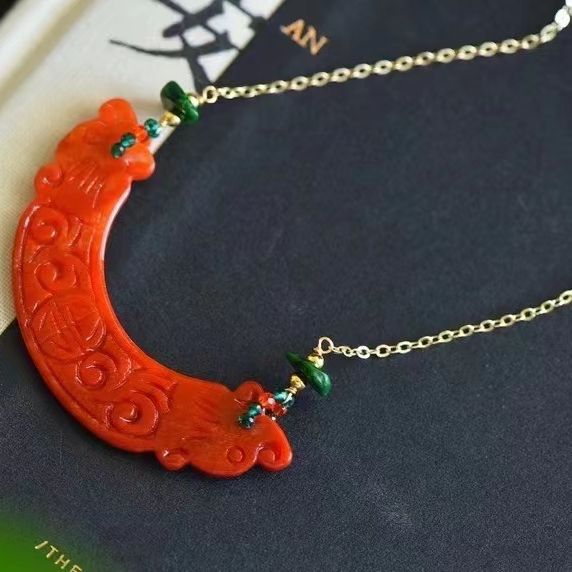 原创设计*清新红翡翠微笑项链锁骨链吊坠 精致百搭 特惠福利