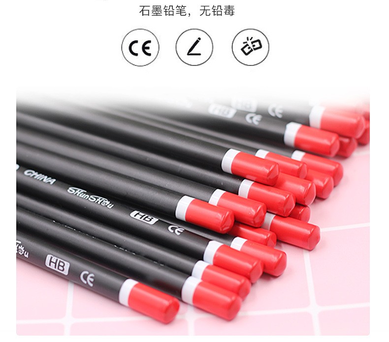HB triangular rod black dip pencils 12-piece set, safe, lead-free and non-toxic for primary school students, available for customization from a manufacturer detail image 4