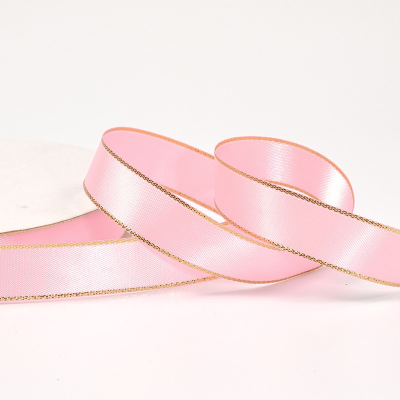 Polyester Ribbon 1.5Cm Gold Polyester Ribbon With Flowers Costume Packaging With Clothing Accessories Custom Manufacturers Direct Supply Item Picture