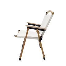白色户外榉木折叠椅 便携野营帆布沙滩椅 自驾露营户外椅子