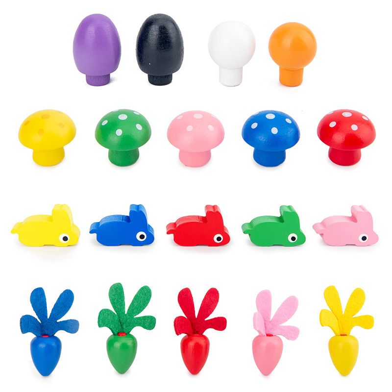 Tiktok new wholesale rabbit pulling radish toys children's wooden puzzle Mosaic carrot game toys 0.54