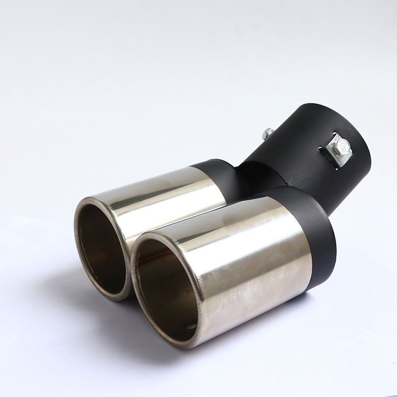 汽车尾喉双管尾管汽车消音器改装克鲁兹排气管尾改装尾管白底实物图